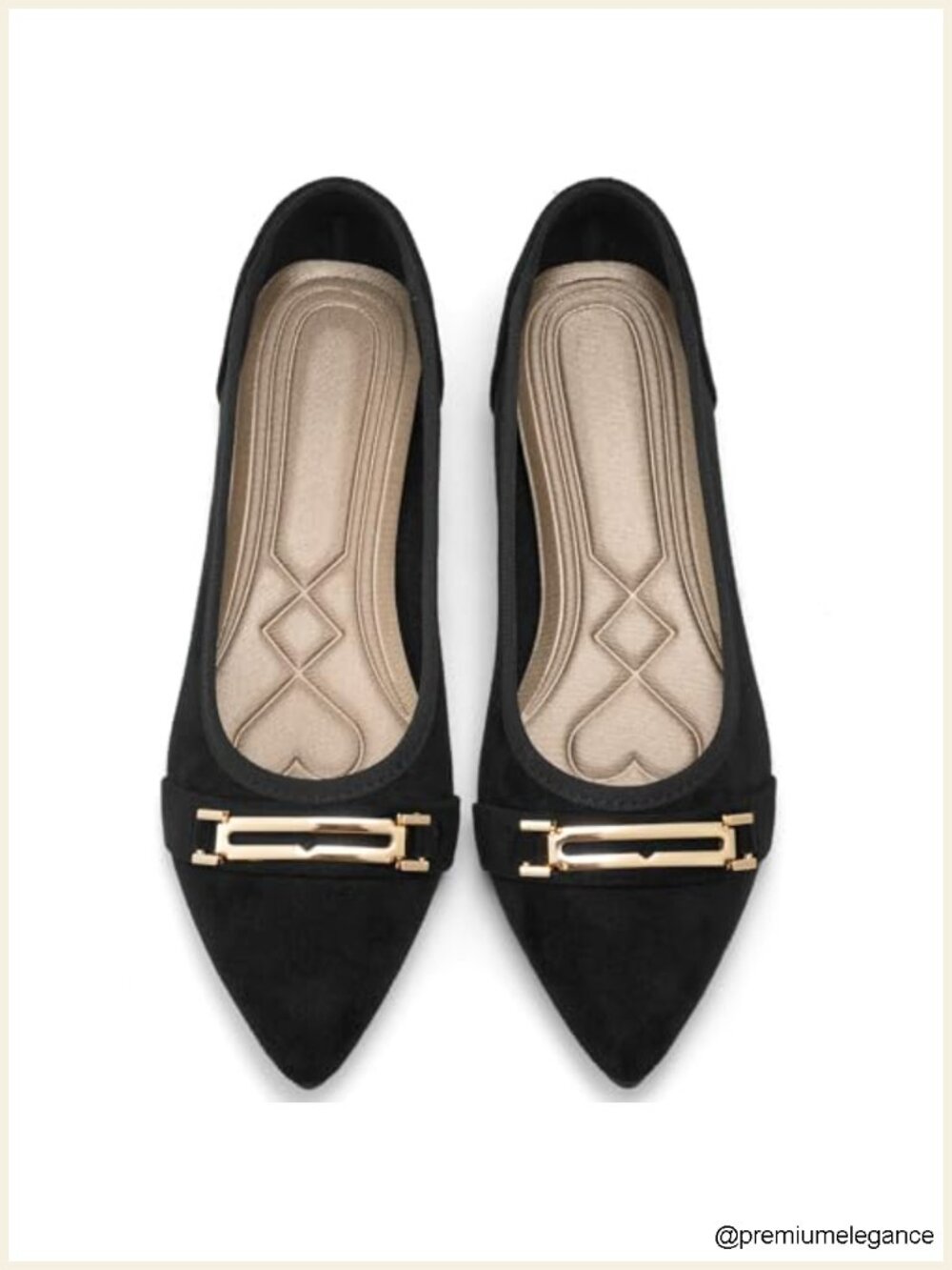 Women's Pointed Toe Ballet Flats Faux Suede Memory Foam Slip-On Work Shoes